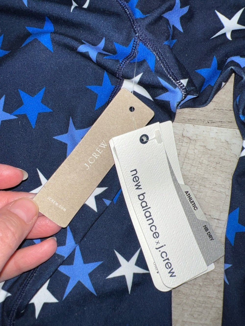 NEW J. Crew x New Balance Navy and White Star Long Sleeve Athletic Shirt - Picture 4 of 6